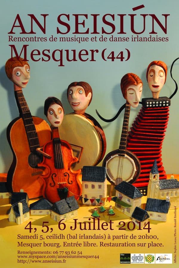 Affiche colorée pour festival de musique irlandaise à Mesquer